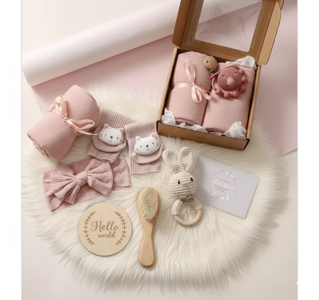 🎀 Coffret Bébé Fille – Premières douceurs